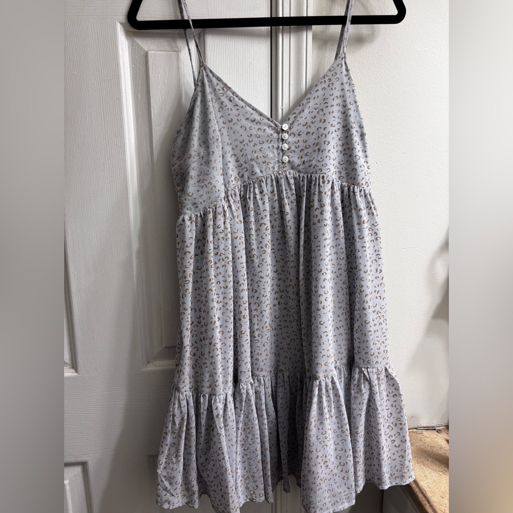 Gray Sleeveless Dress with Button Detail